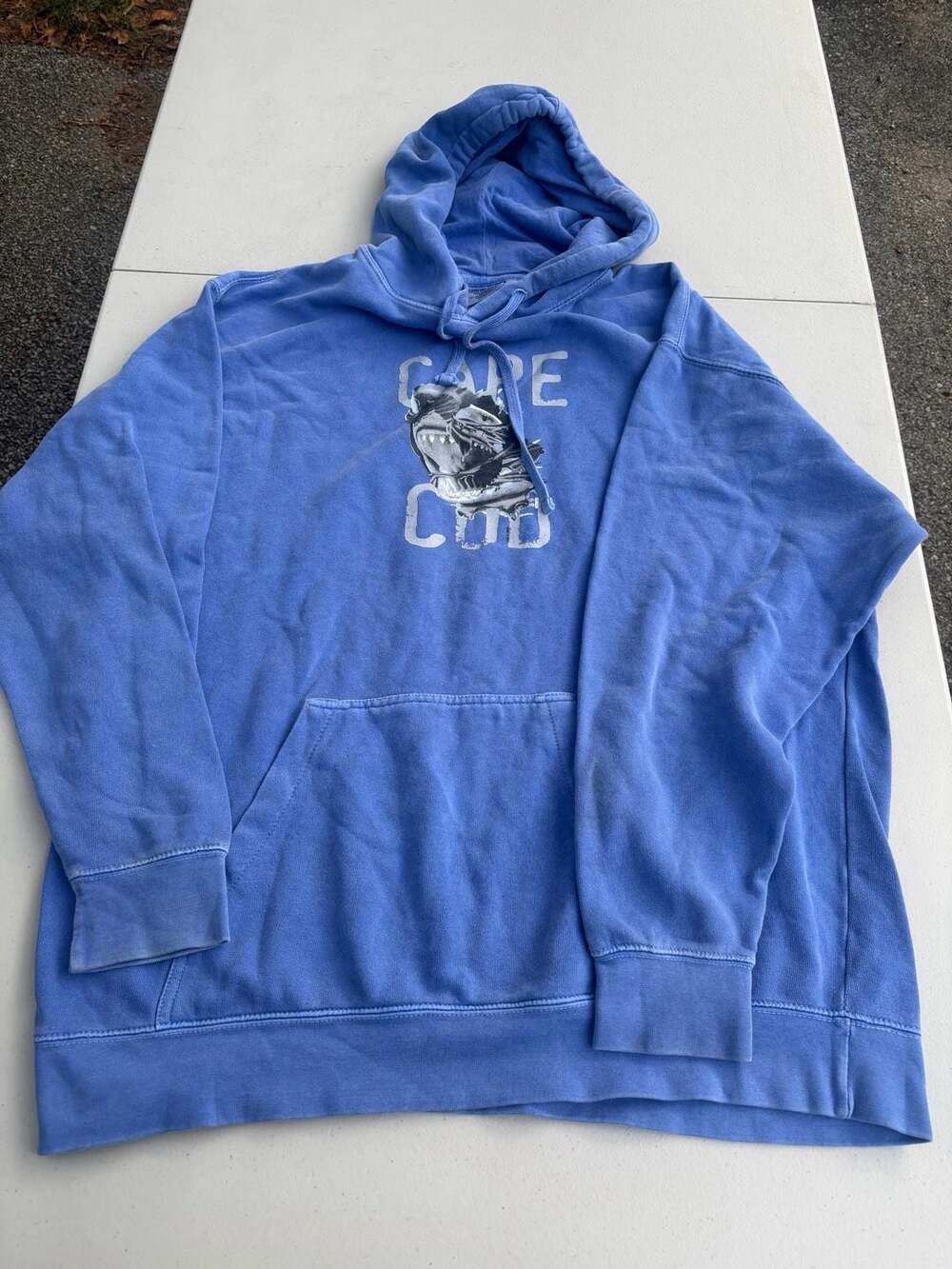 Comfort Colors Cape Cod Shark Hoodie Size XL Blue